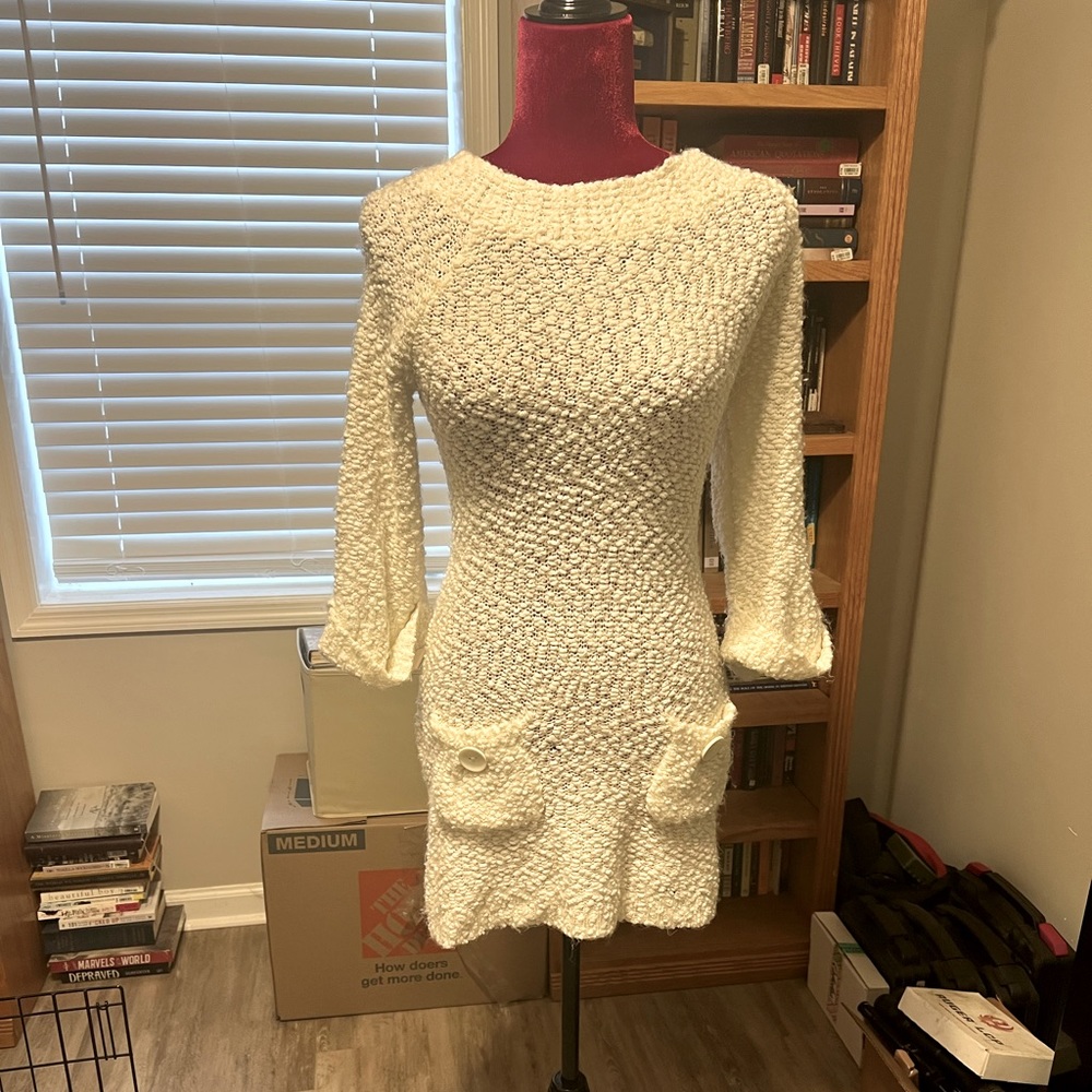 Cream Knit Dress with pockets